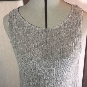 Mango Ribby Knit Tank Dress Small Gray Sleeveless Stretch Scoop Neck Midi NWOT